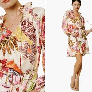 CIEBON Drea Floral Long Sleeve Minidress Size Medium